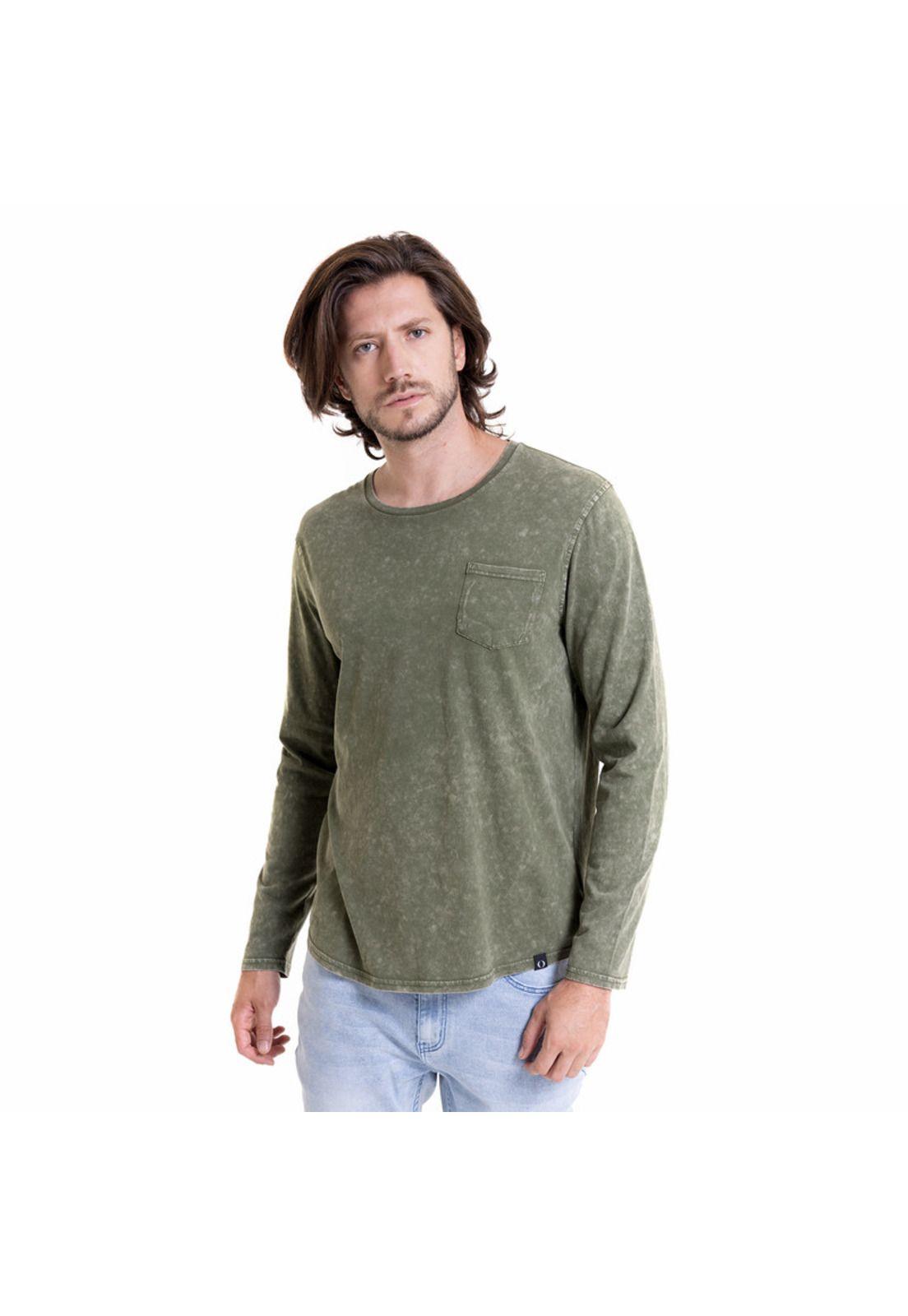 Polera Cuello Redondo Manga Larga Verde musgo-0