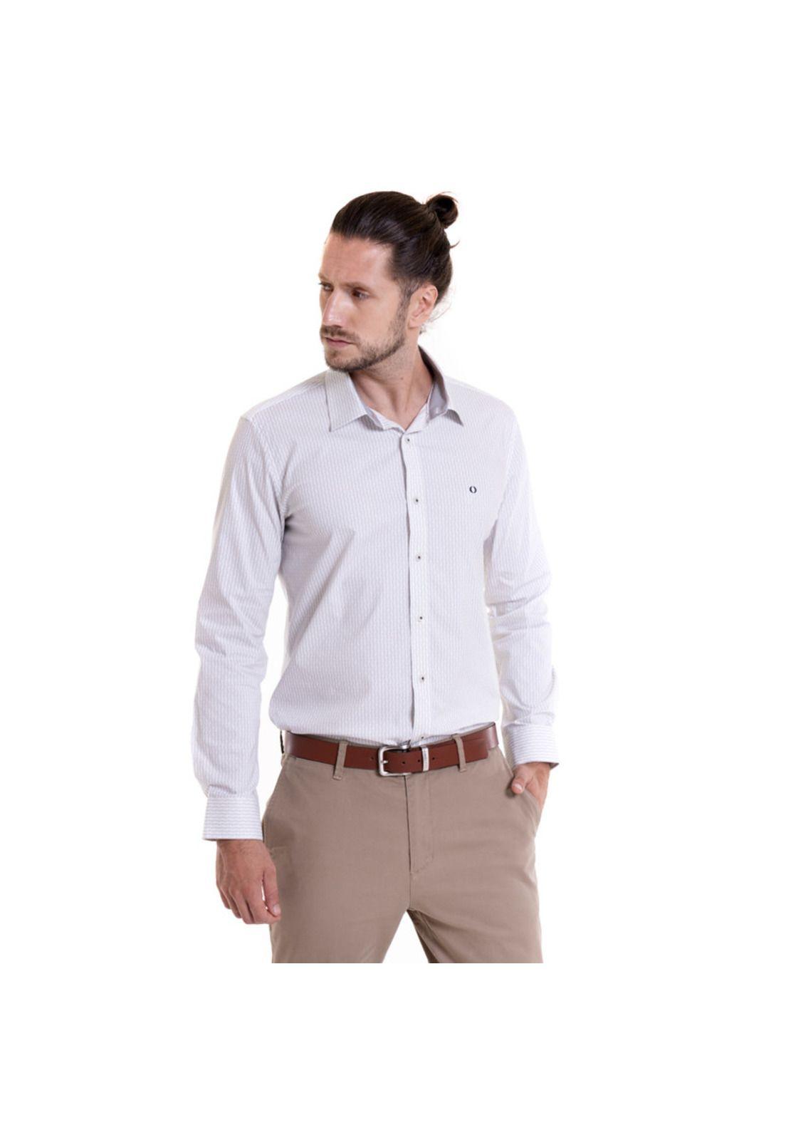 Camisa Trevira Estampada Gris claro-0