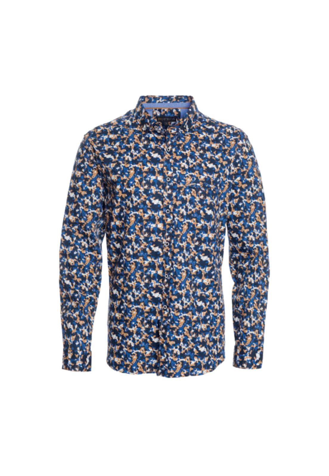 Camisa Estampada Azul-0