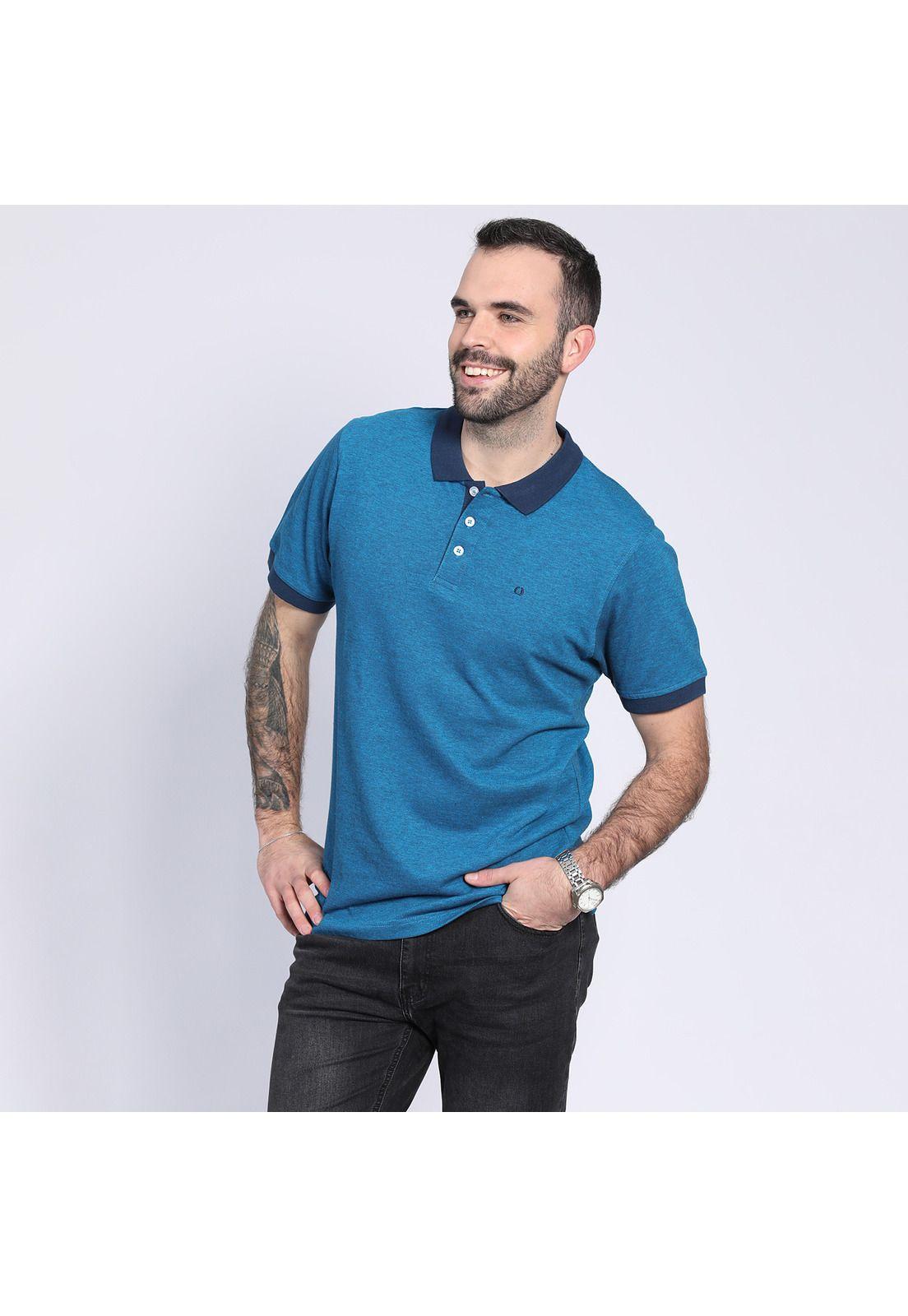 Polera Pique Fantasía Melange Azul-0