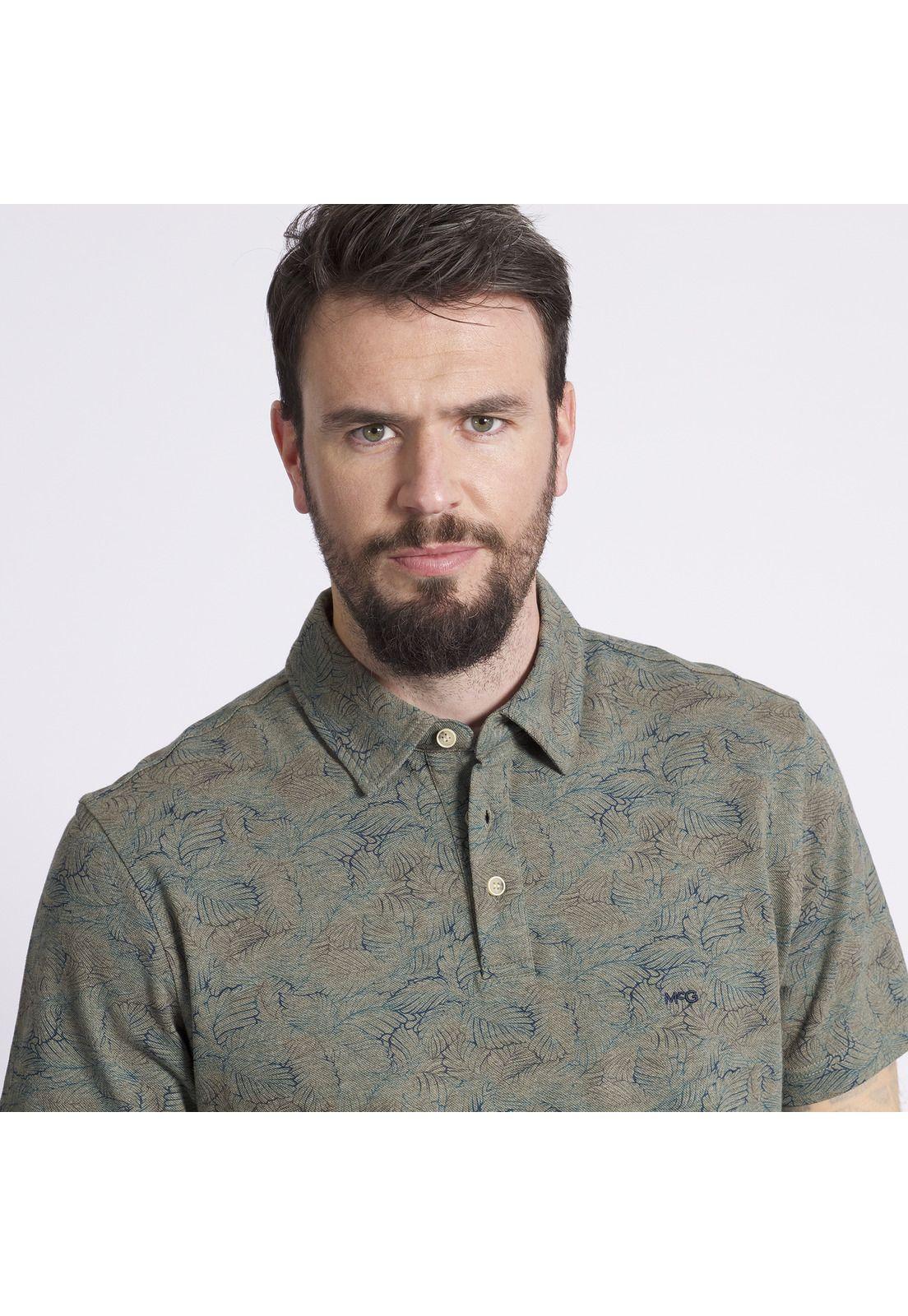 Polera Manga Corta Piqué Jacquard Regular Fit Estampada Gris melange-2