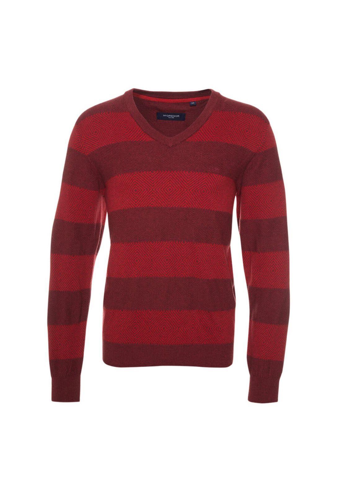 Sweater Texturado Cuello V Bicolor-0