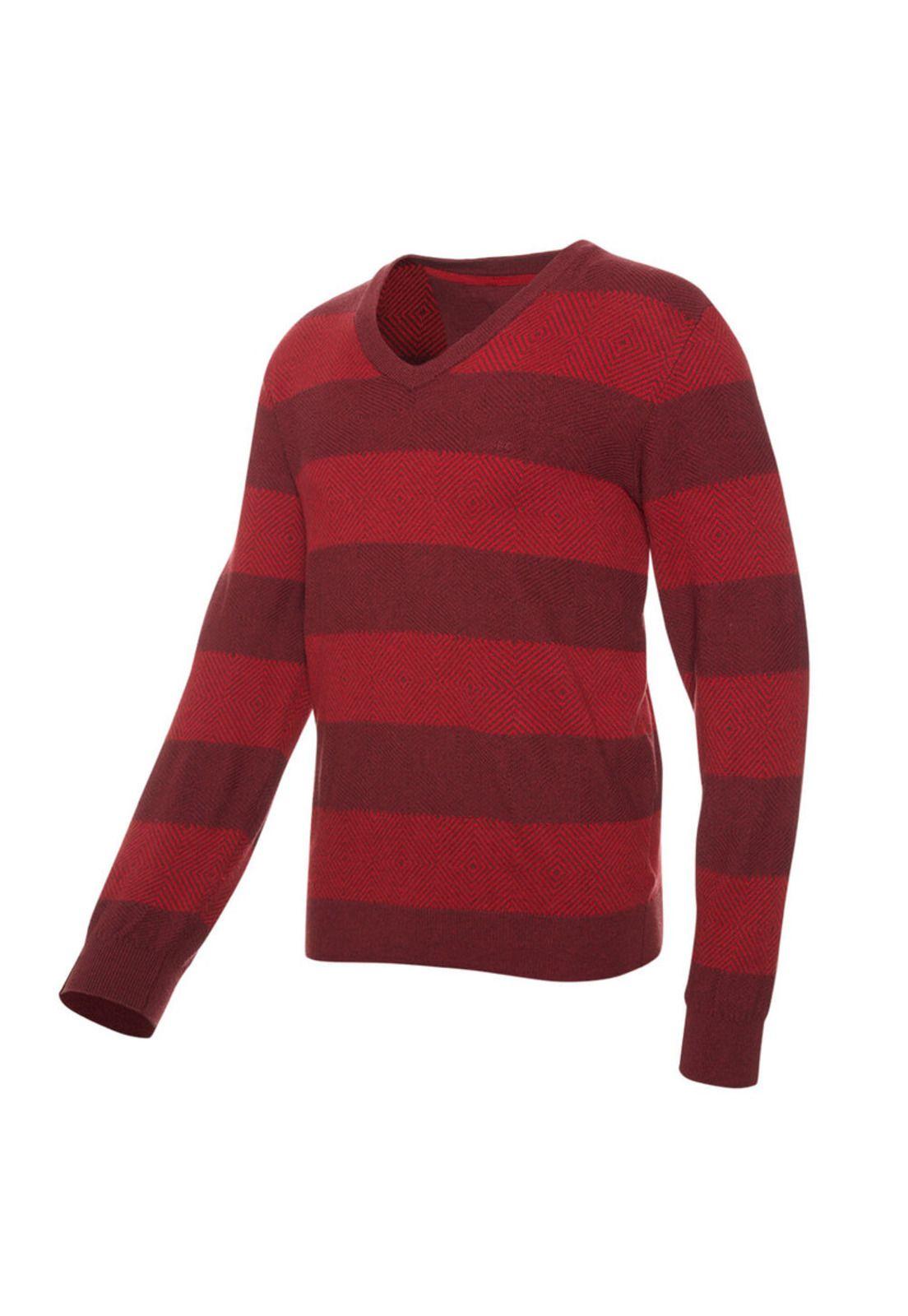 Sweater Texturado Cuello V Bicolor-1