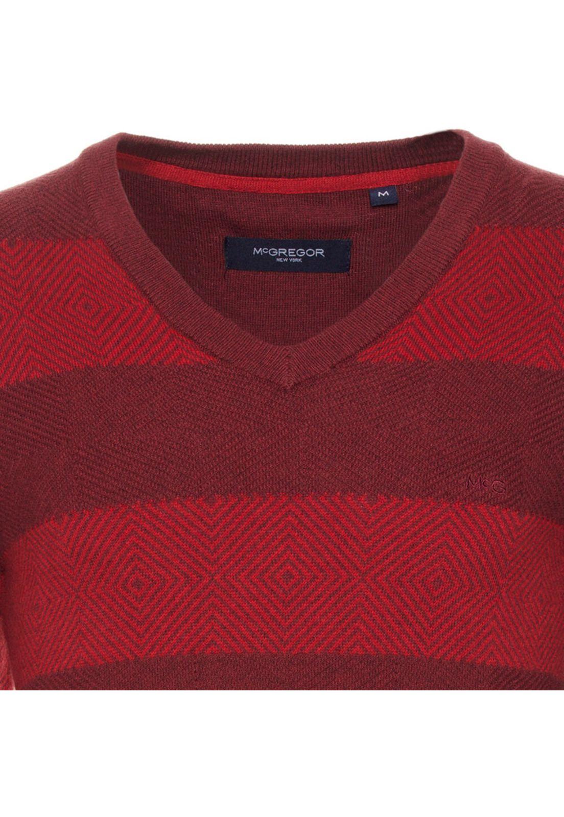 Sweater Texturado Cuello V Bicolor-3