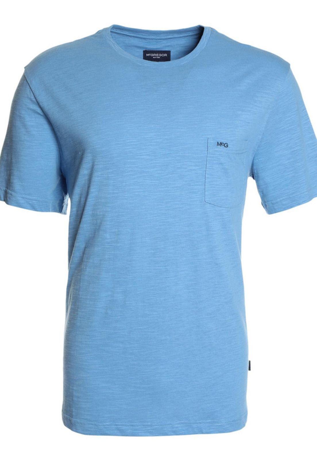 Polera Manga Corta Bolsillo Regular Fit Texturada Celeste Medio-3