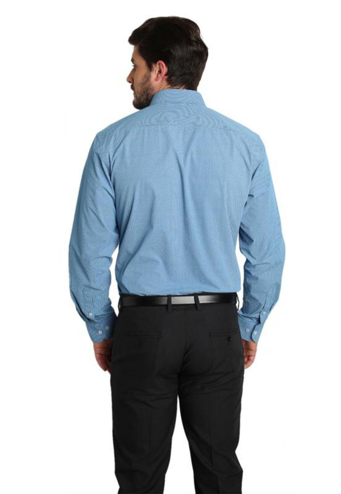 Camisa Estampada Slim Fit Azul-1