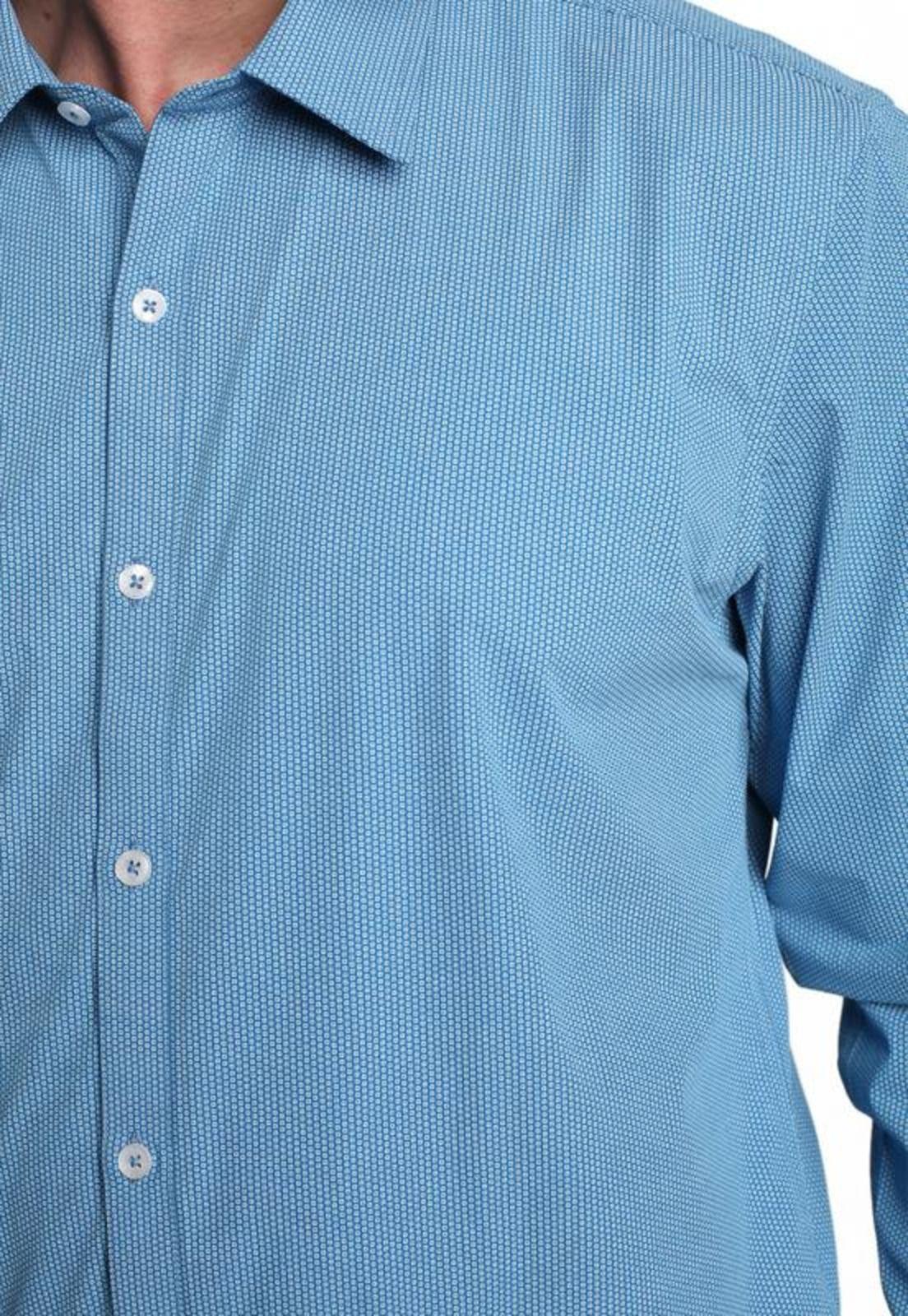 Camisa Estampada Slim Fit Azul-2
