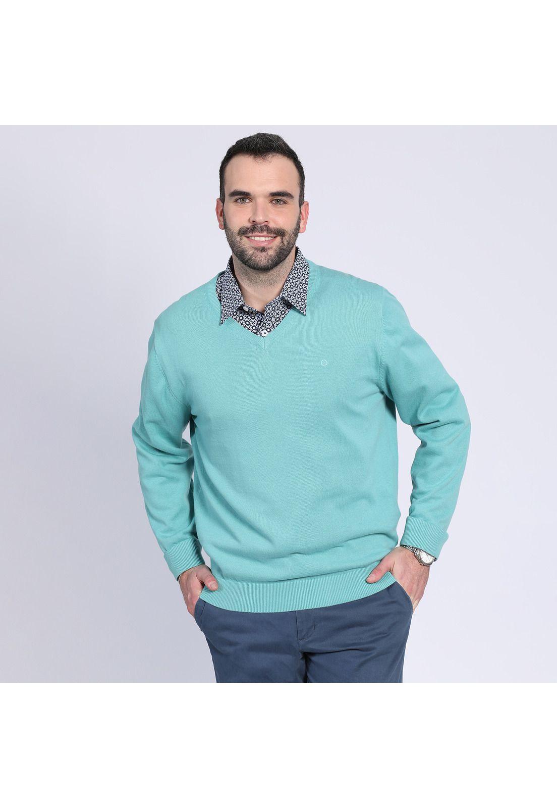 Tejido Cuello V Turquesa-0