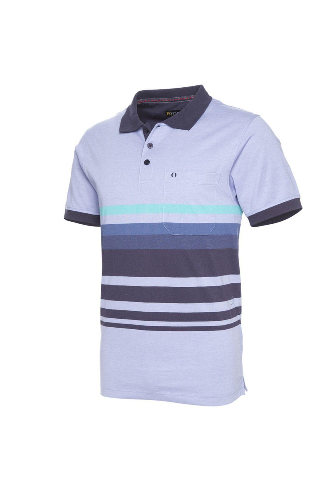 Polera Jersey  Yd Listada Fantasía Cuello Camisero-1