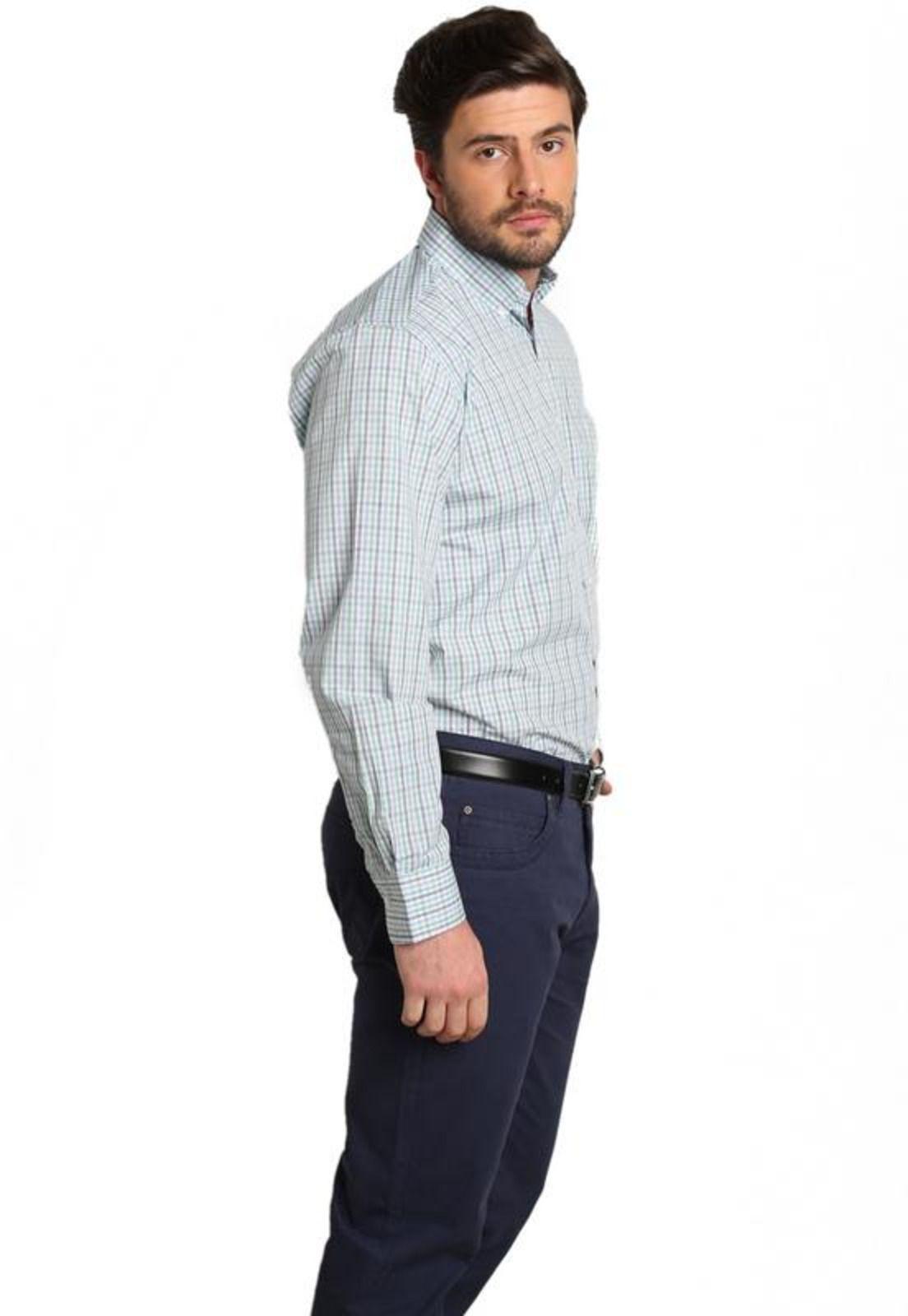 Camisa Cuello Americano Classic Fit Agua Medio-1