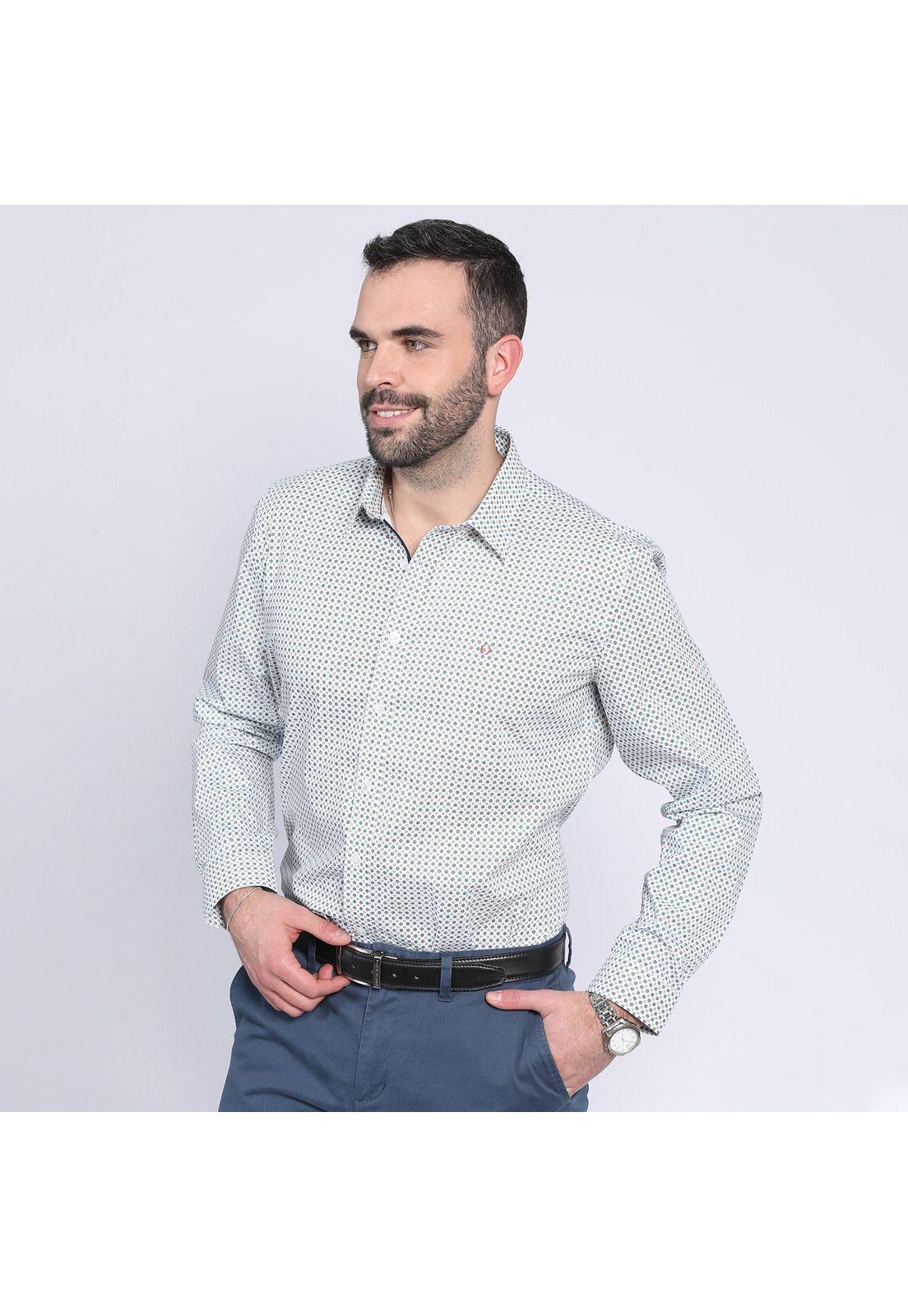 Camisa Estampado Geométrico Blanco-0