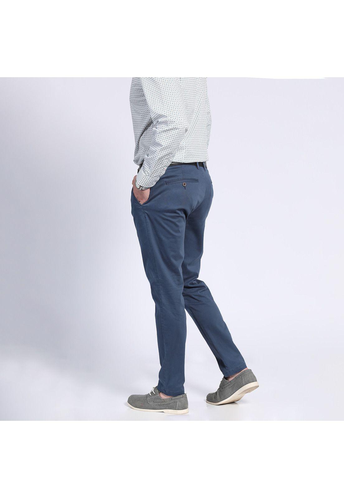 Pantalón Gabardina Spandex Frente Plano Azul marino-1