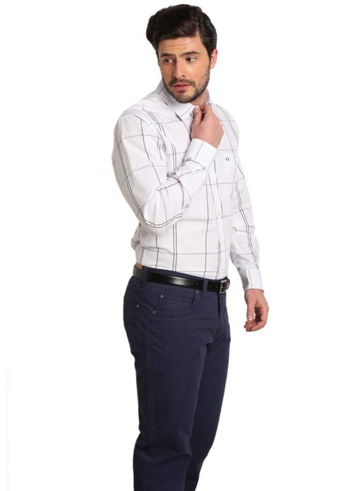 Camisa Diseño Algodón Slim Fit Blanco-1