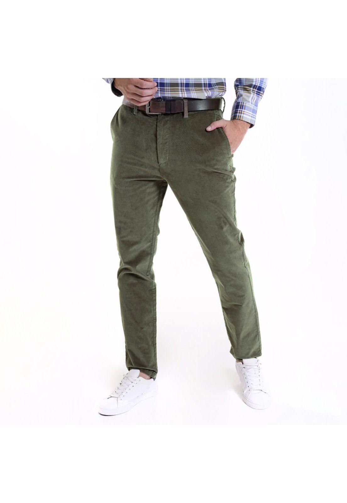 Pantalón Micro Cotelé 5 Bolsillos Verde musgo-0