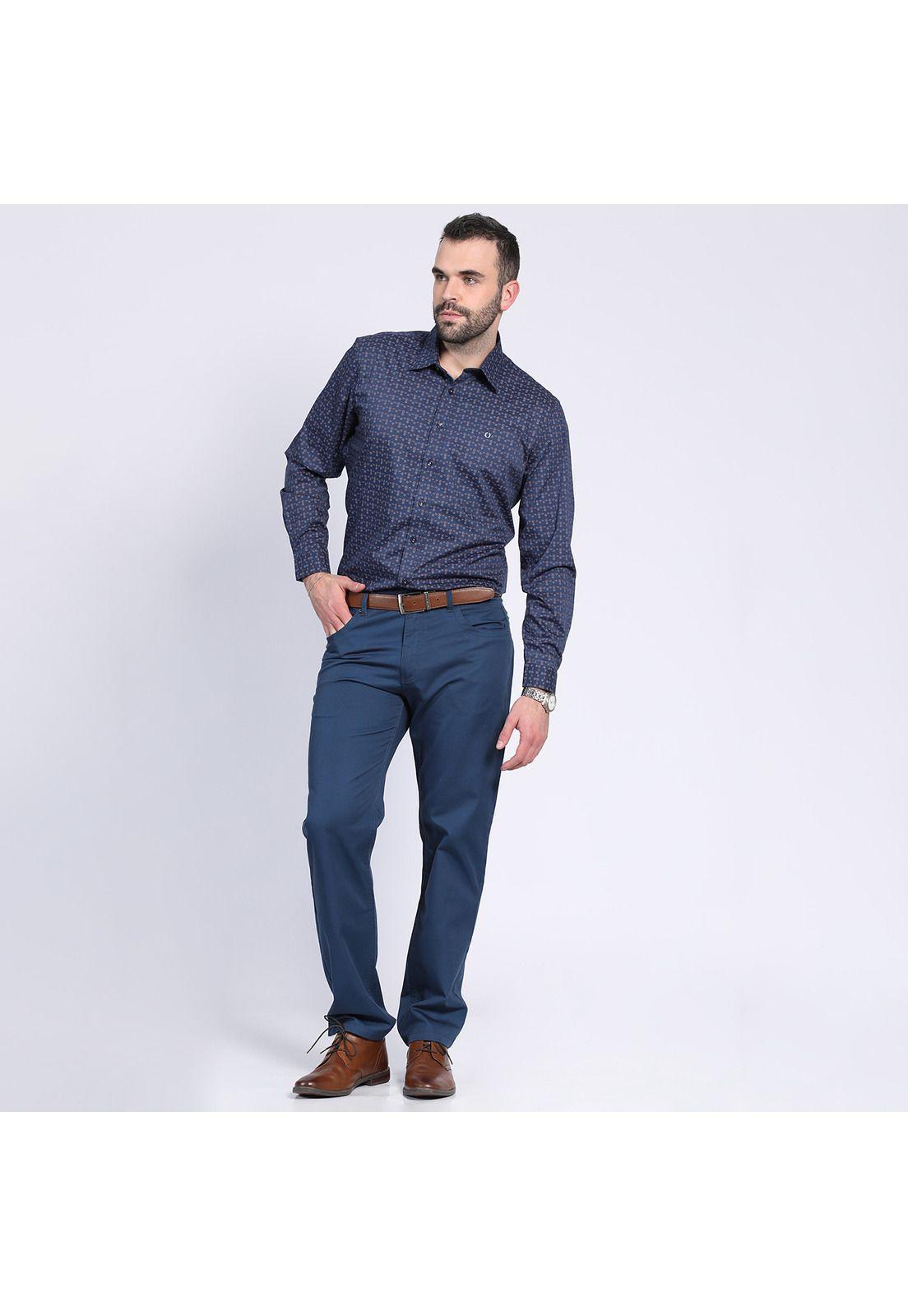 Pantalón Gabardina 5 Bolsillos Regular Fit Azul-2