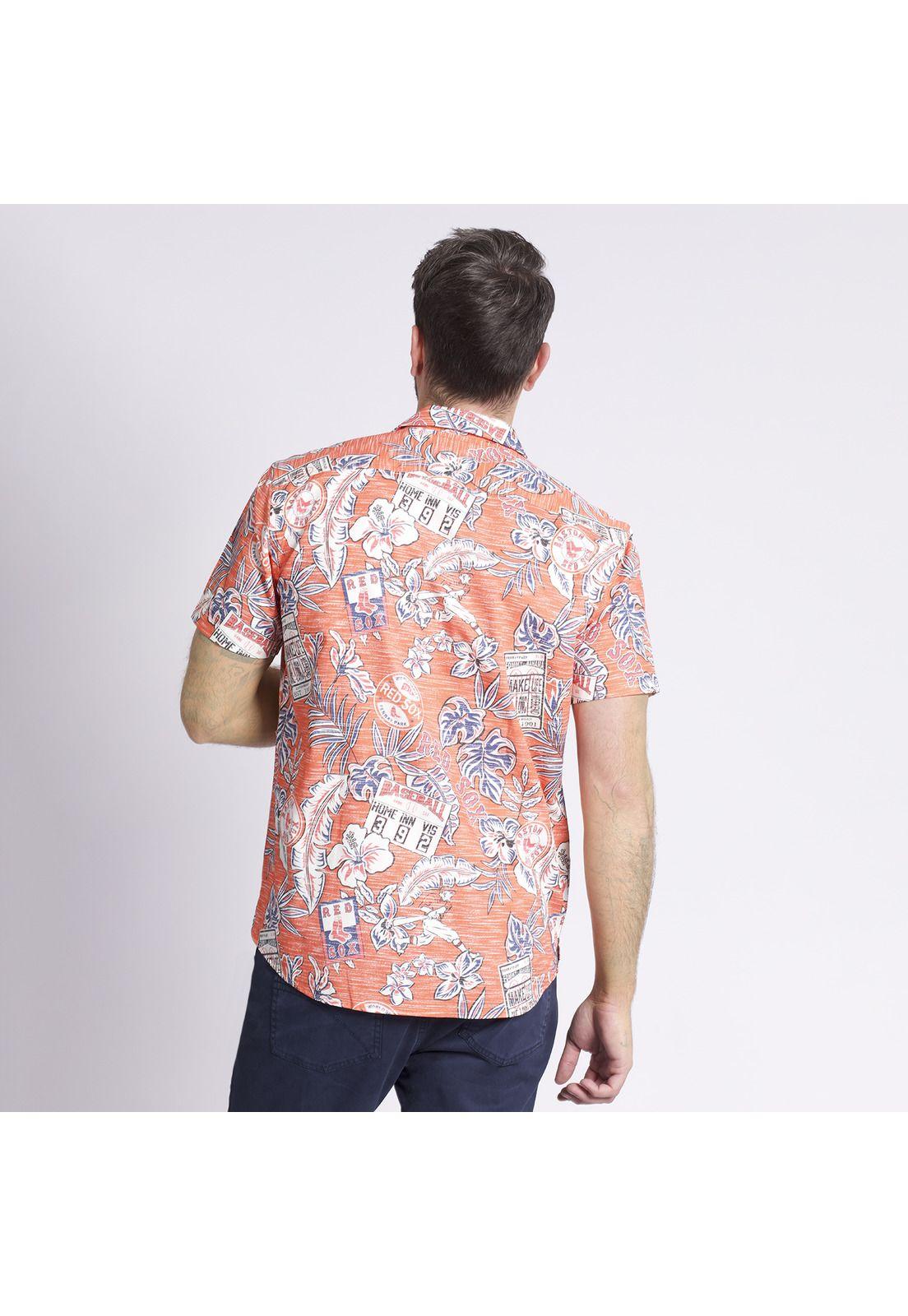 Camisa Manga Corta Guayabera Regular Fit Vintage Coral claro-2