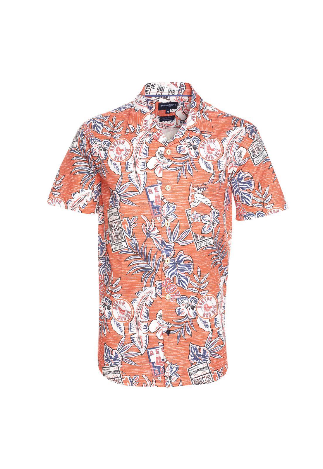 Camisa Manga Corta Guayabera Regular Fit Vintage Coral claro-3