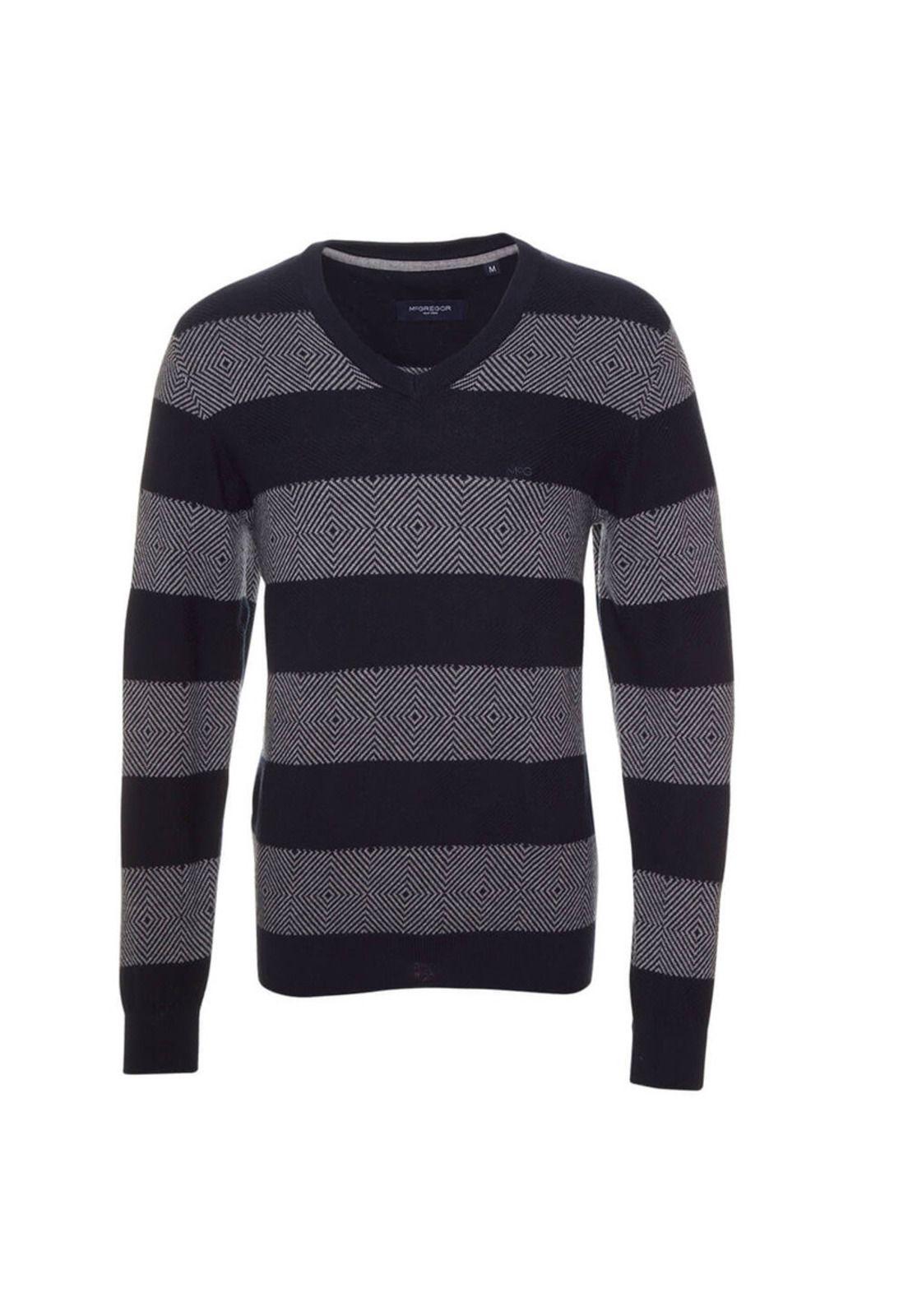 Sweater Texturado Cuello V Bicolor-0