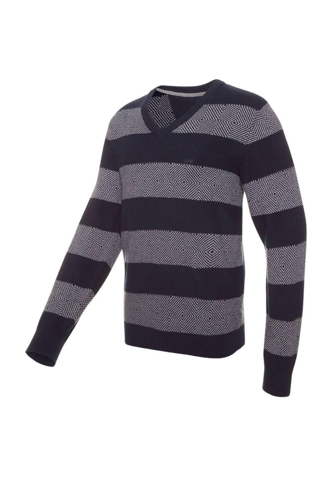 Sweater Texturado Cuello V Bicolor-1