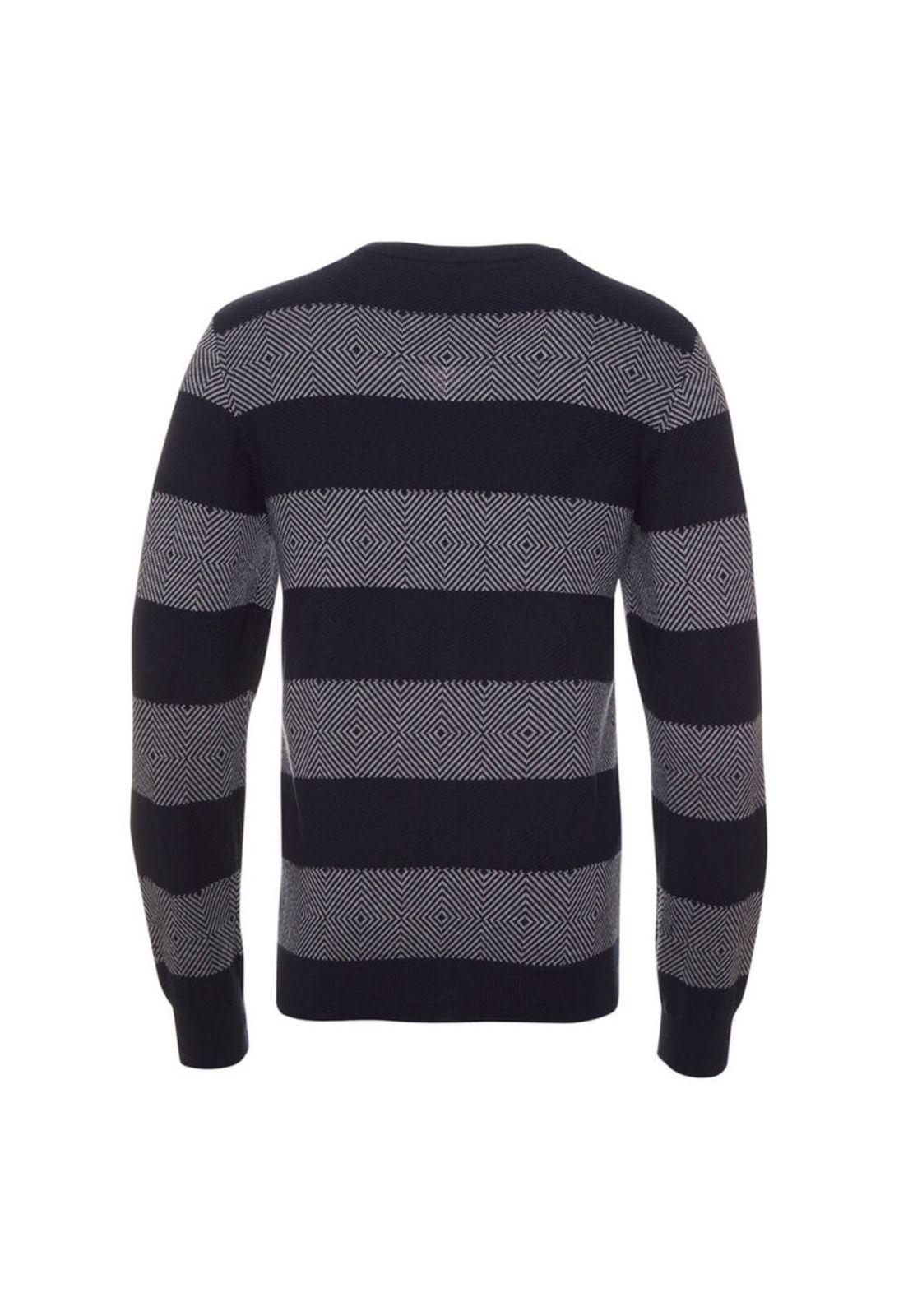 Sweater Texturado Cuello V Bicolor-2