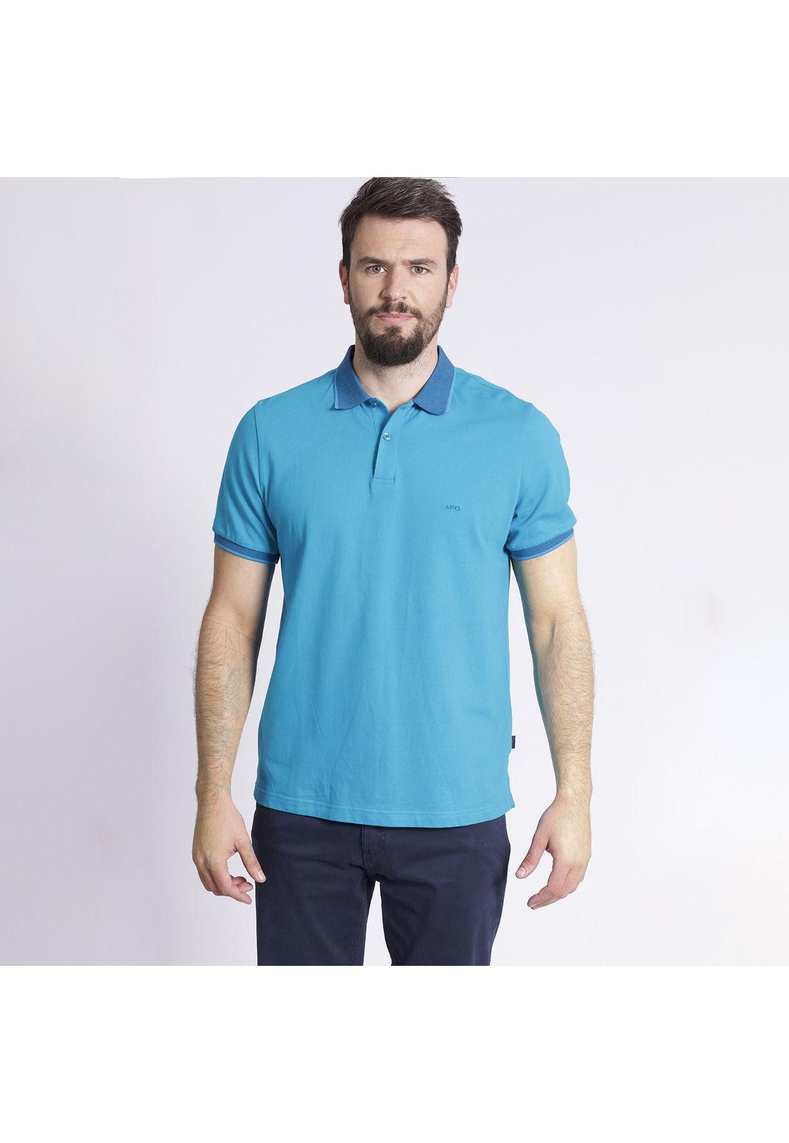 Polera Manga Corta Piqué Regular Fit Comfort Tech Azul-1