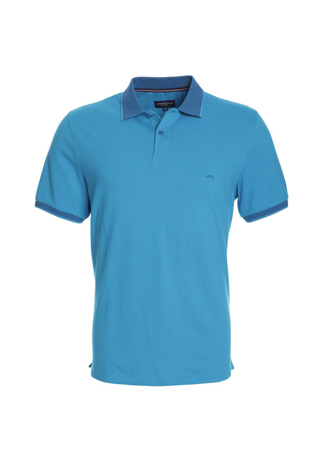 Polera Manga Corta Piqué Regular Fit Comfort Tech Azul-3