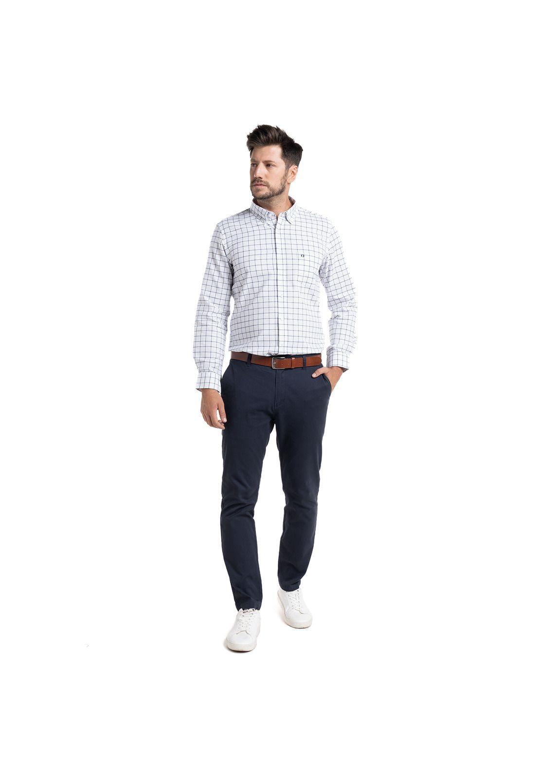 Camisa Oxford Cuadros Londres Hombre Manga Larga-2