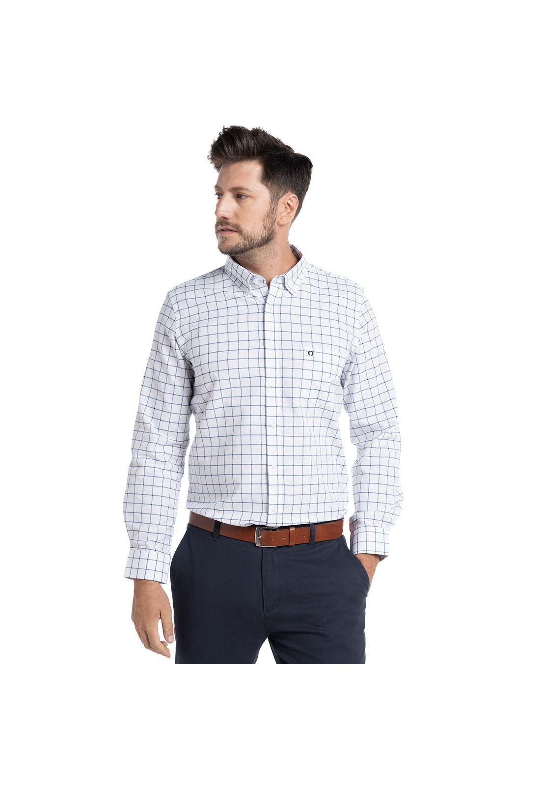 Camisa Oxford Cuadros Londres Hombre Manga Larga-4