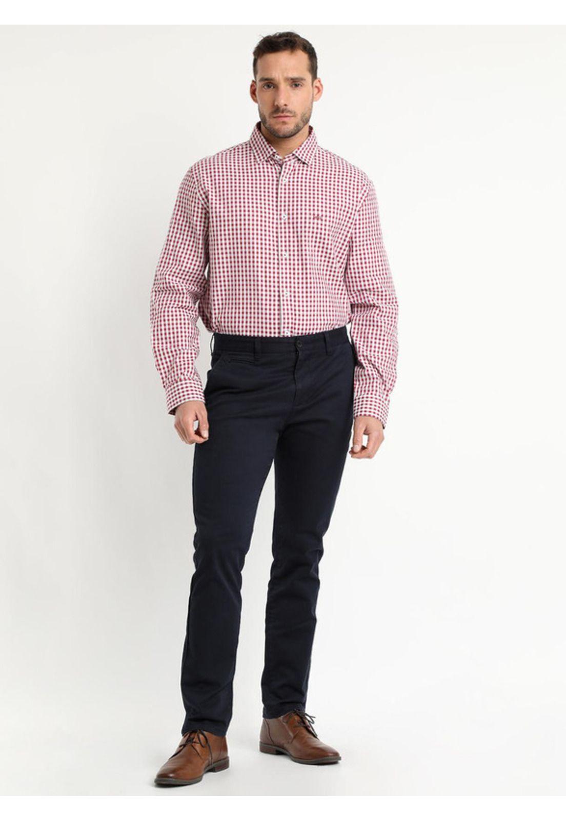 Camisa Manga Larga Cuadrillé Yd Regular Fit Rojo-0