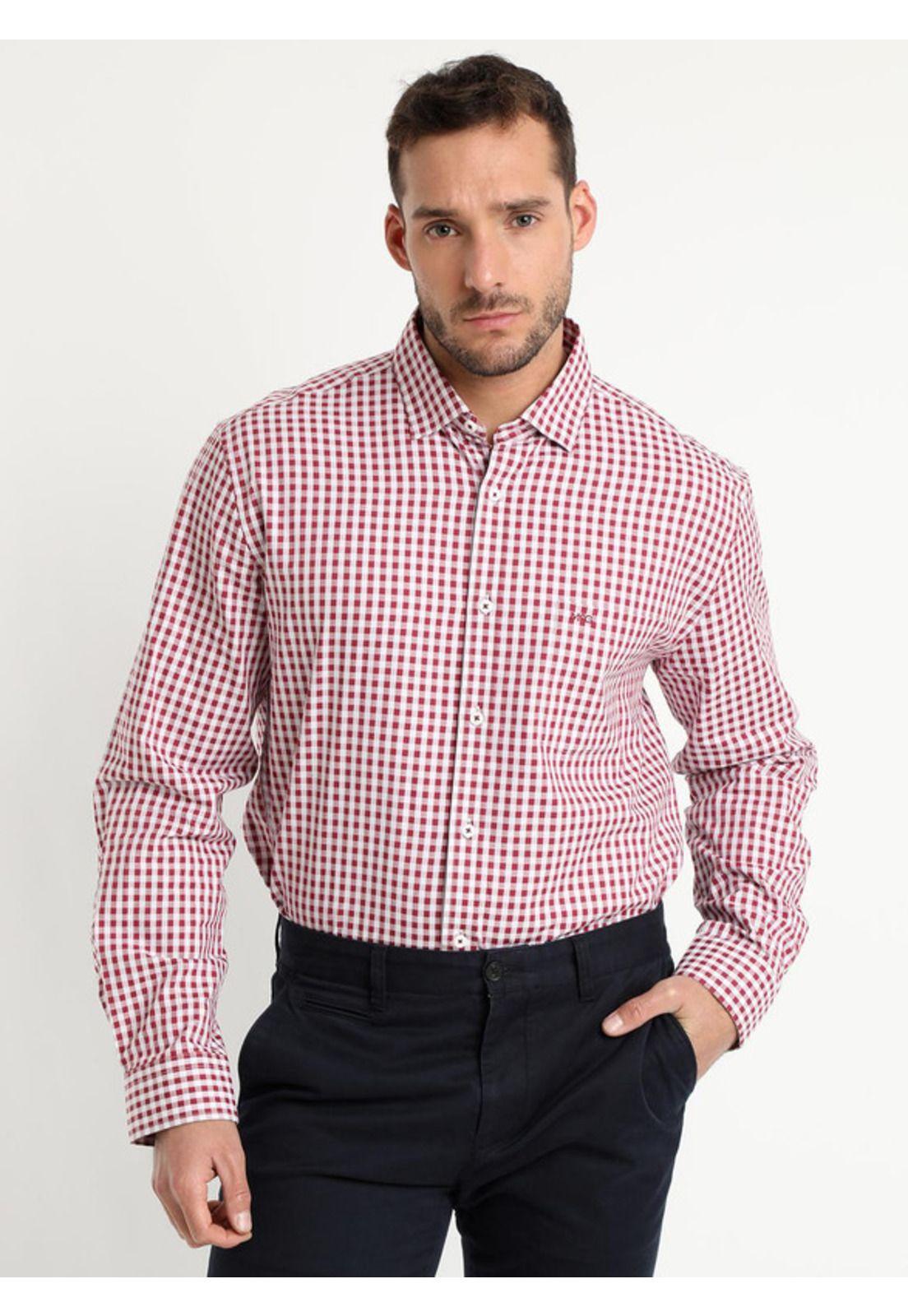 Camisa Manga Larga Cuadrillé Yd Regular Fit Rojo-1