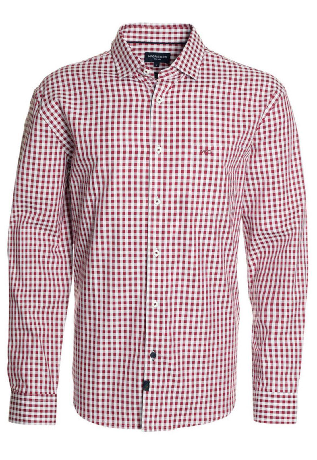 Camisa Manga Larga Cuadrillé Yd Regular Fit Rojo-3