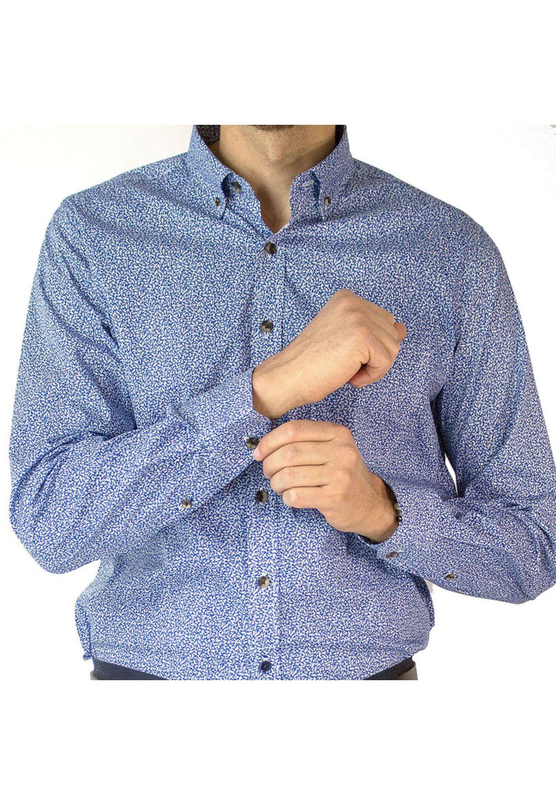 Camisa Trevira Estampada Button Down Spandex Regular Fit-3