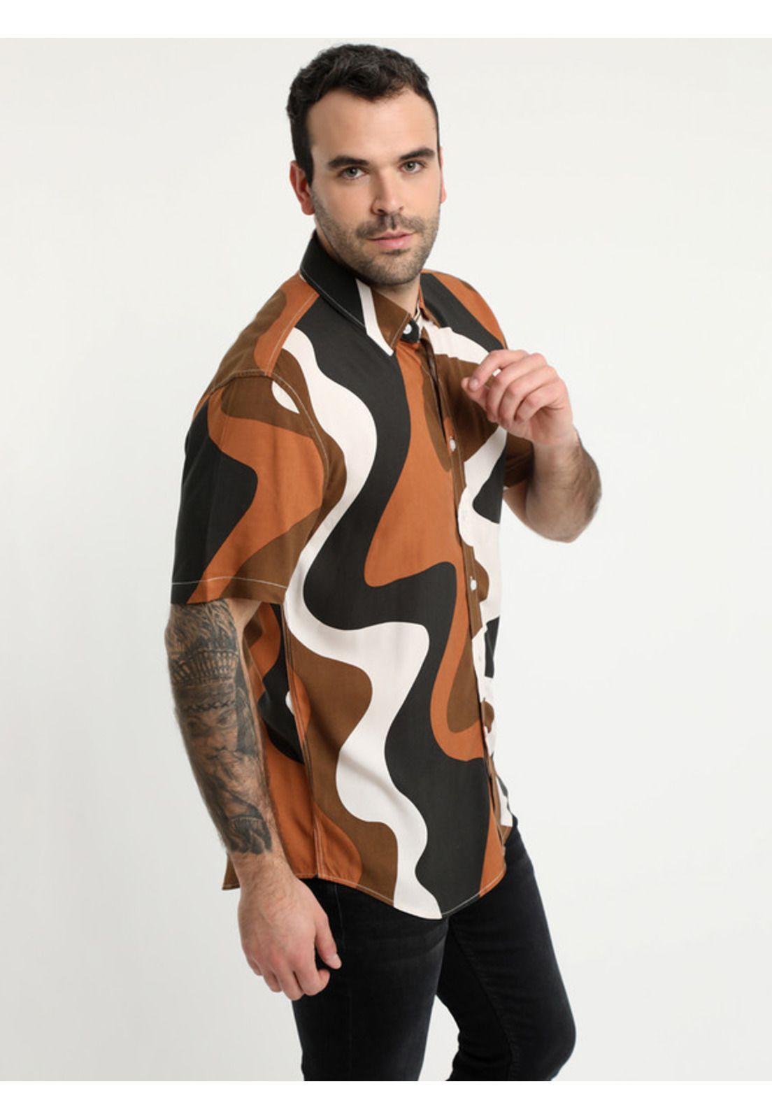 Camisa Guayabera Abstracta Negro-0