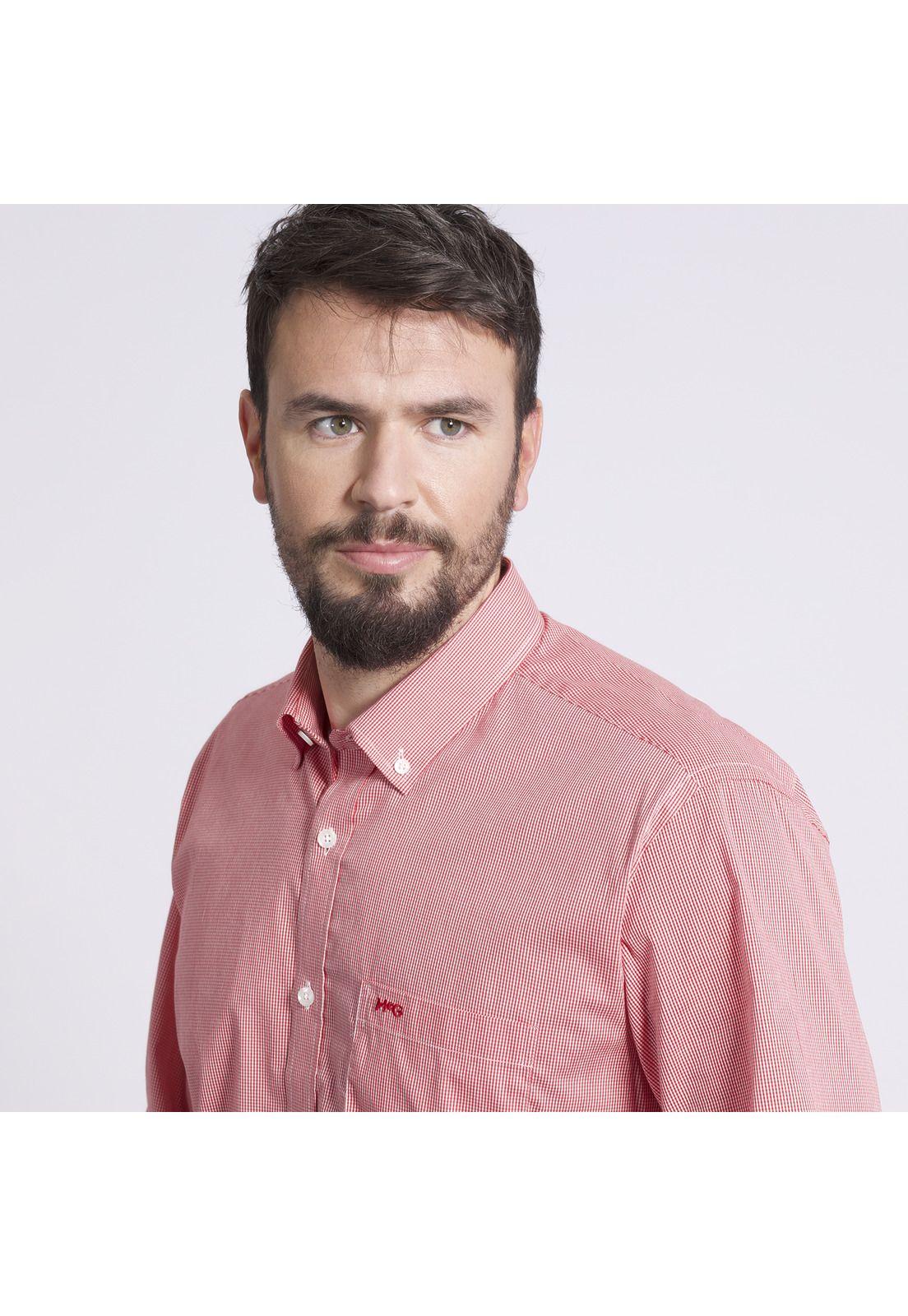 Camisa Manga Larga Micro Cuadro Regular Fit Comfort Tech Rojo-2