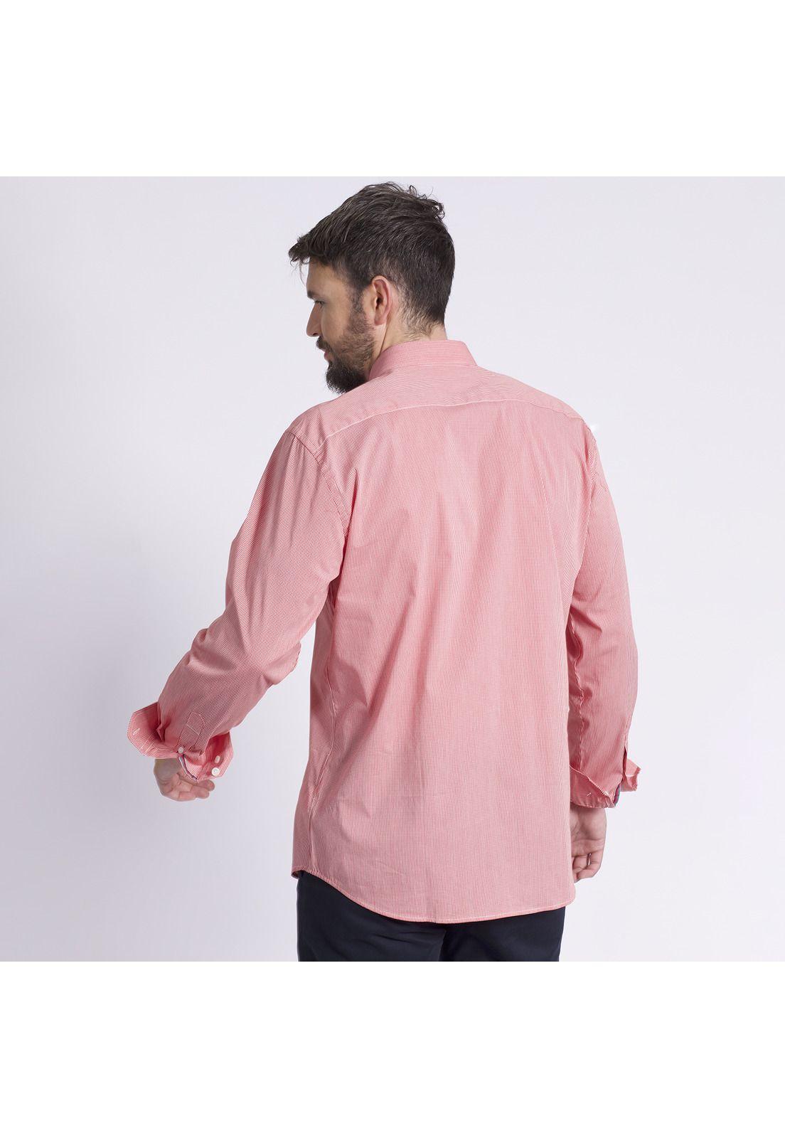 Camisa Manga Larga Micro Cuadro Regular Fit Comfort Tech Rojo-3