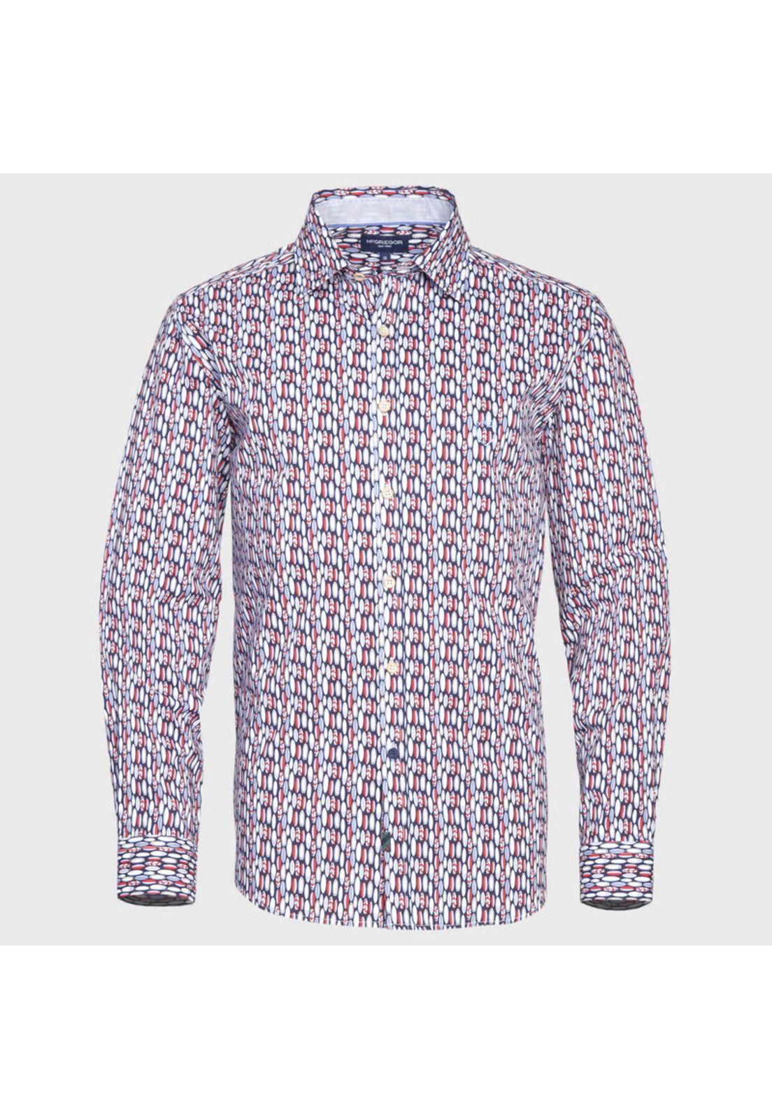 Camisa Estampada Cuello Italiano ML-0