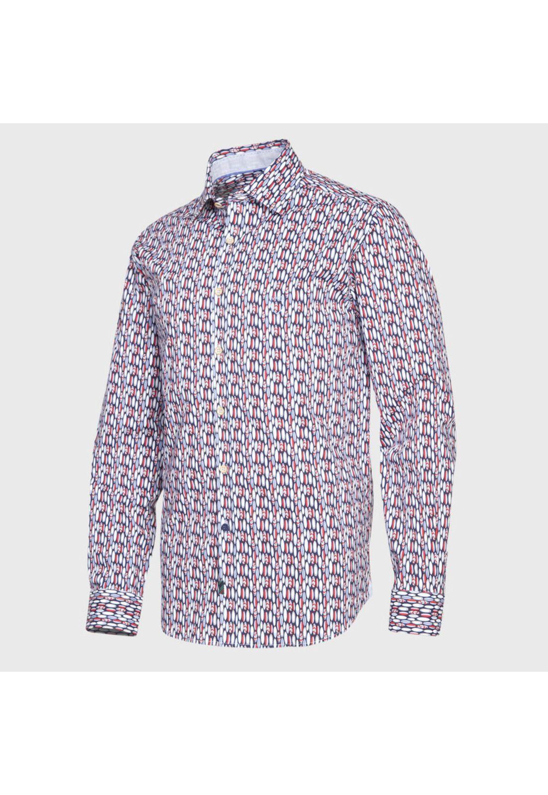 Camisa Estampada Cuello Italiano ML-1