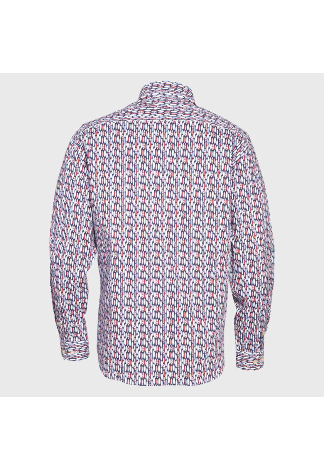 Camisa Estampada Cuello Italiano ML-2