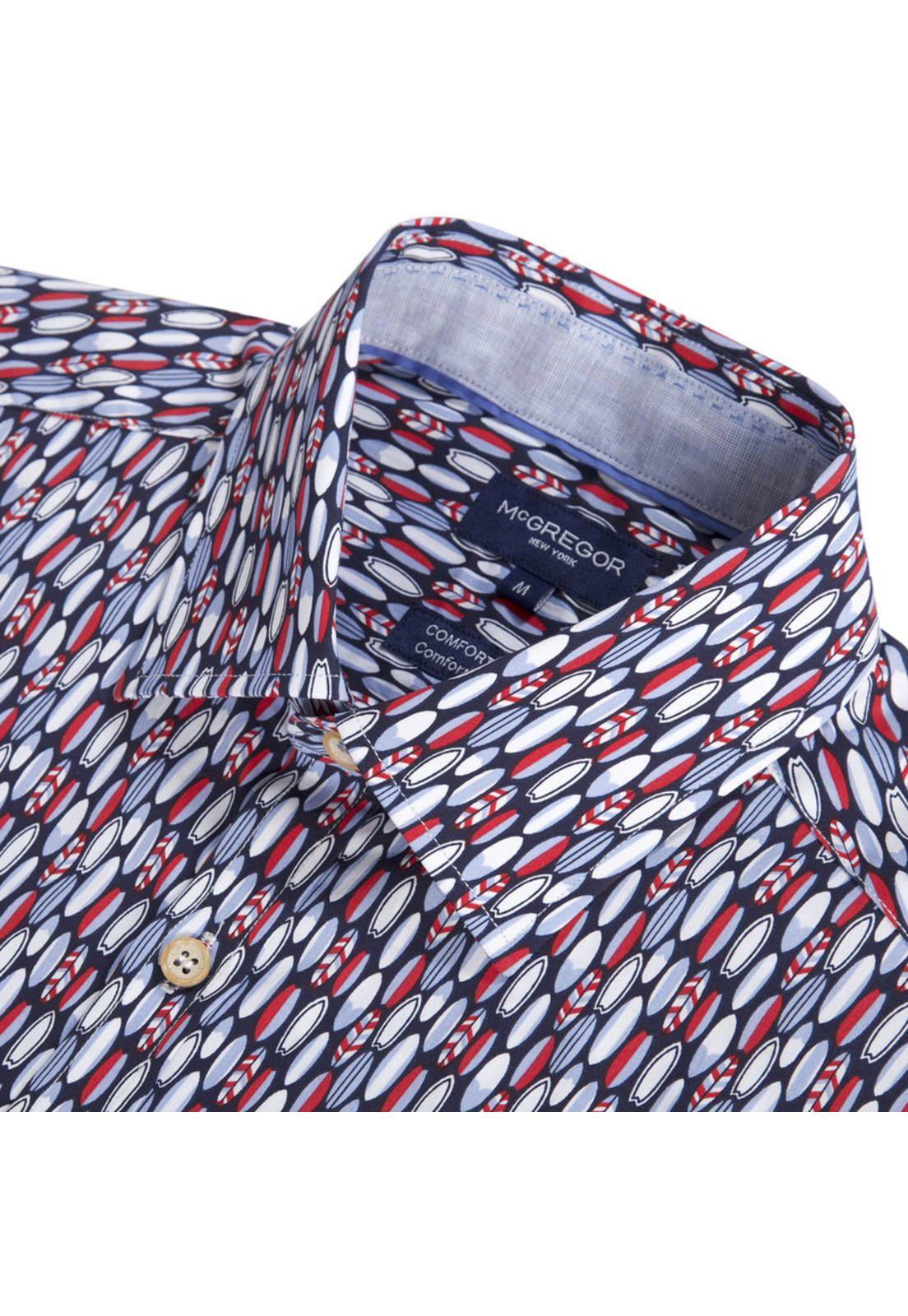 Camisa Estampada Cuello Italiano ML-3