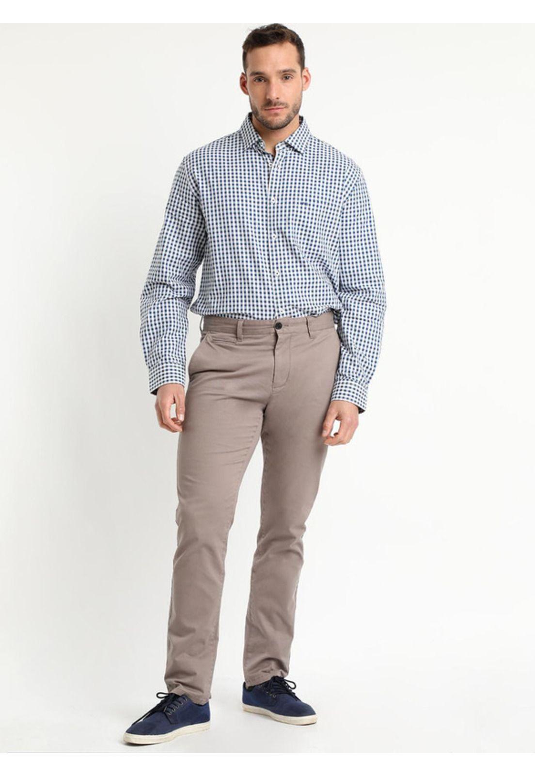 Camisa Manga Larga Cuadrillé Yd Regular Fit Azúl Marino-0