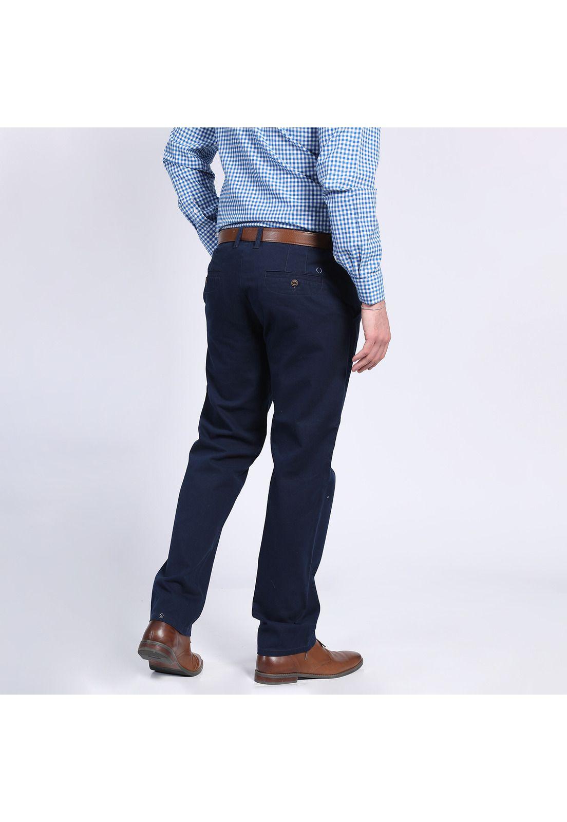 Pantalón Gabardina Frente Plano Regular Fit Azul marino-1