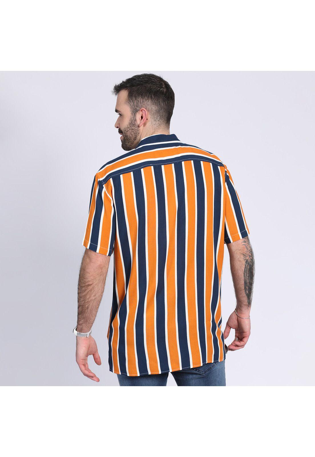 Camisa Guayabera De Rayas Naranja-1