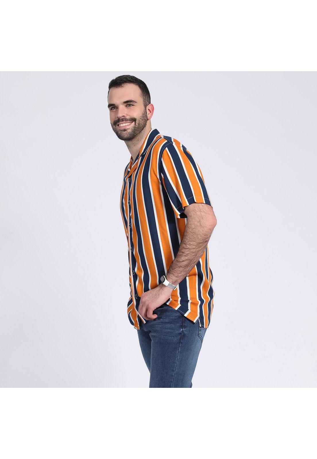 Camisa Guayabera De Rayas Naranja-2