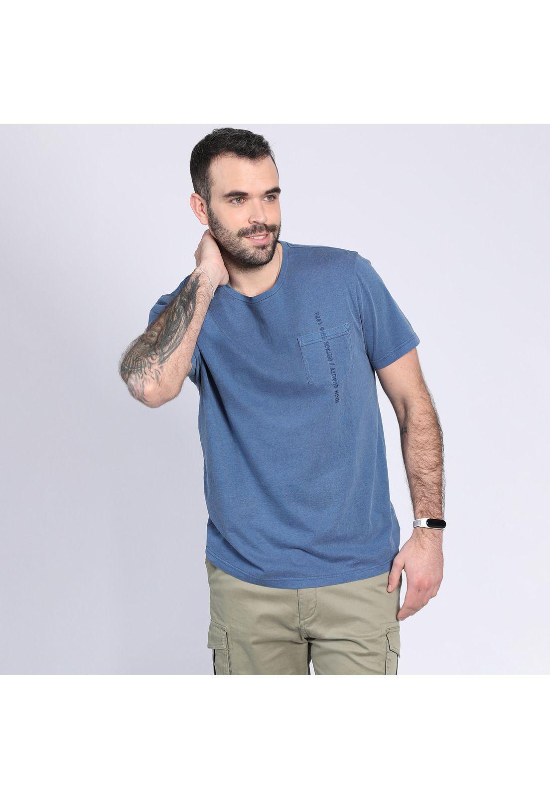 Polera Cuello Redondo Efecto Denim Azul-0