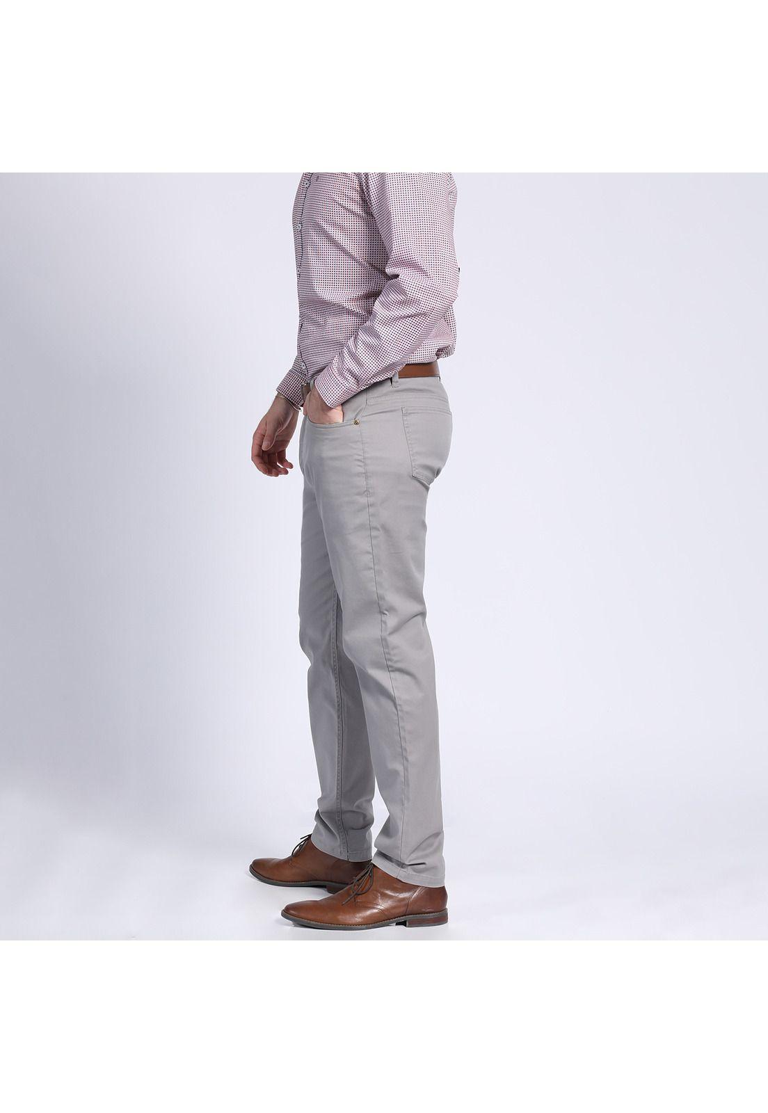 Pantalón Gabardina Spandex 5 Bolsillos Slim Fit Gris-1