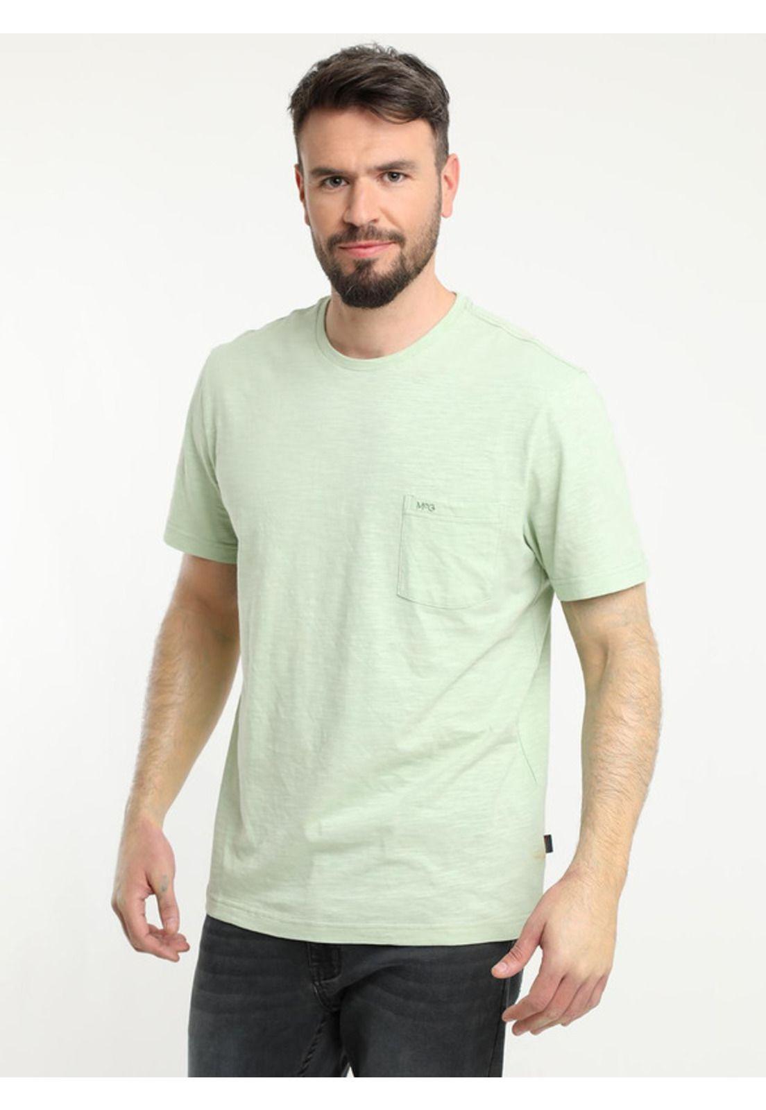 Polera Manga Corta Bolsillo Regular Fit Texturada Verde Claro-1