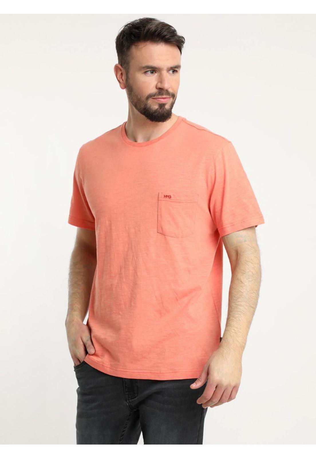 Polera Manga Corta Bolsillo Regular Fit Texturada Palo Rosa-1