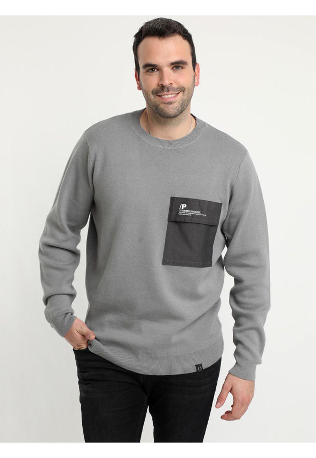 Sweater Cuello Redondo Gris-0