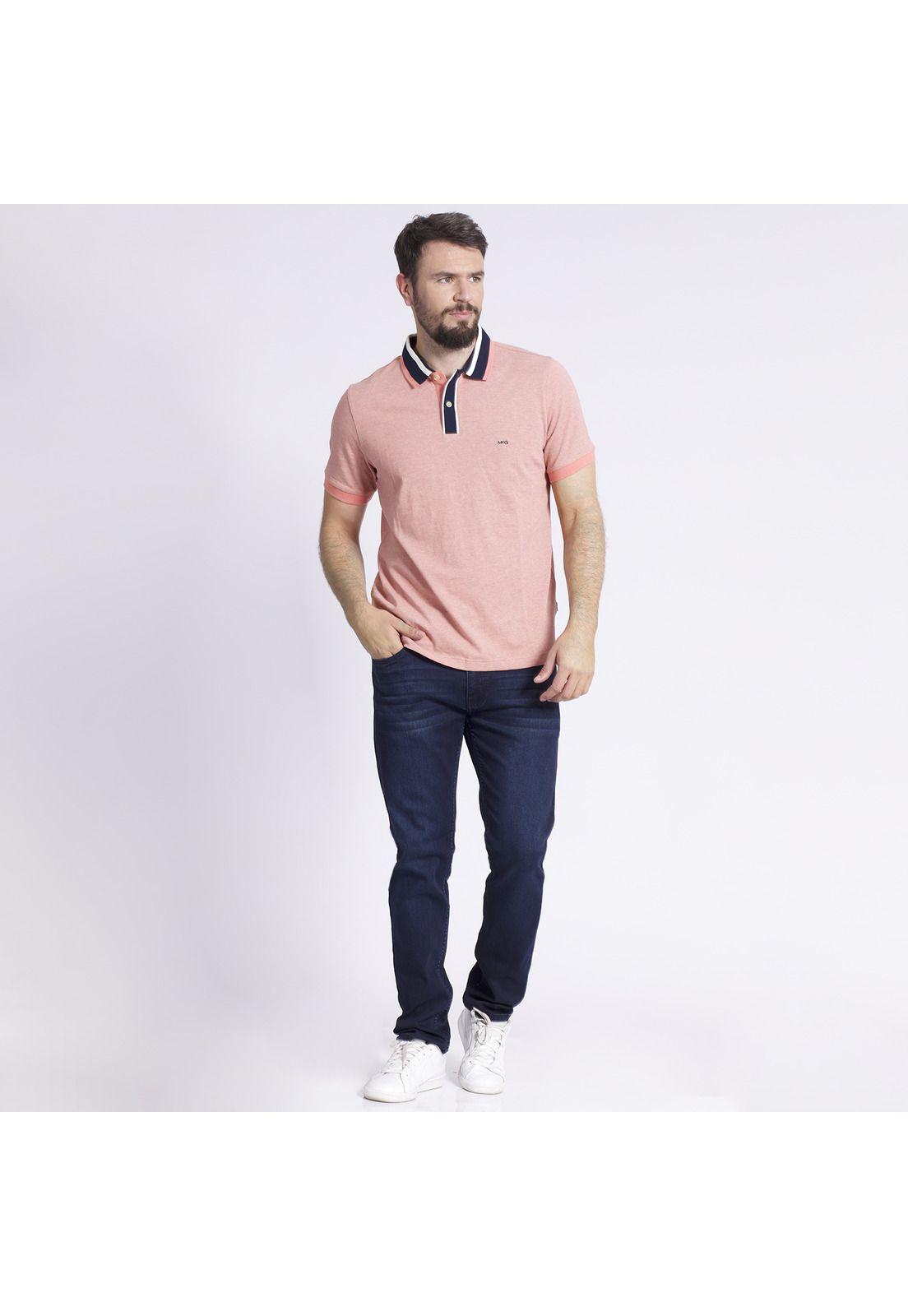 Polera Manga Corta Piqué Regular Fit Melange Naranja-0