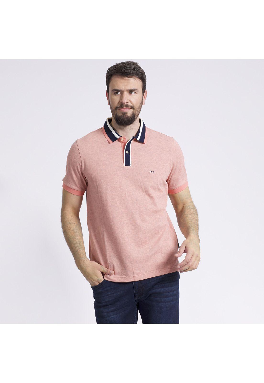 Polera Manga Corta Piqué Regular Fit Melange Naranja-1